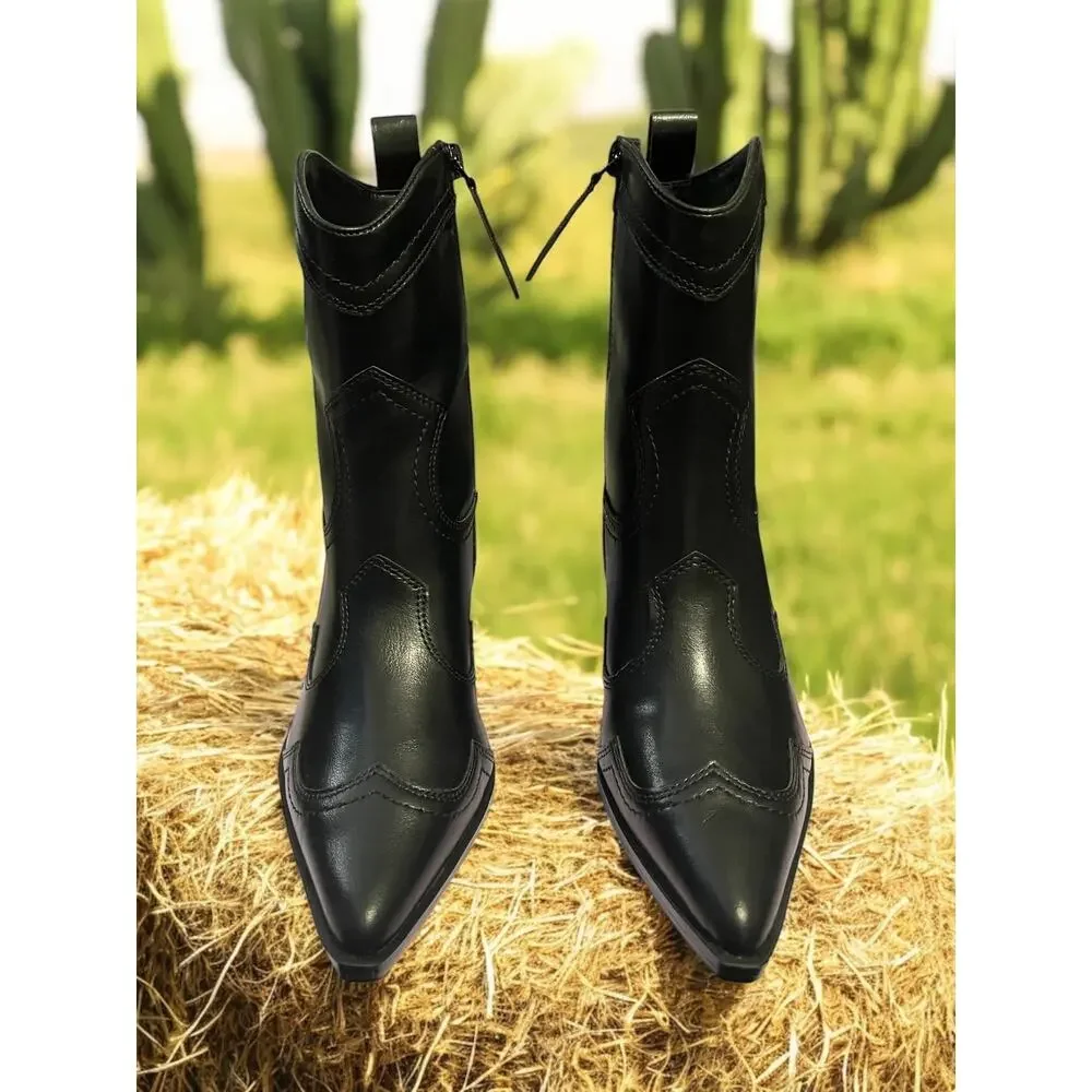 Madden Girl Swifty Black Women's Half Cowboy Boots Shoes 2